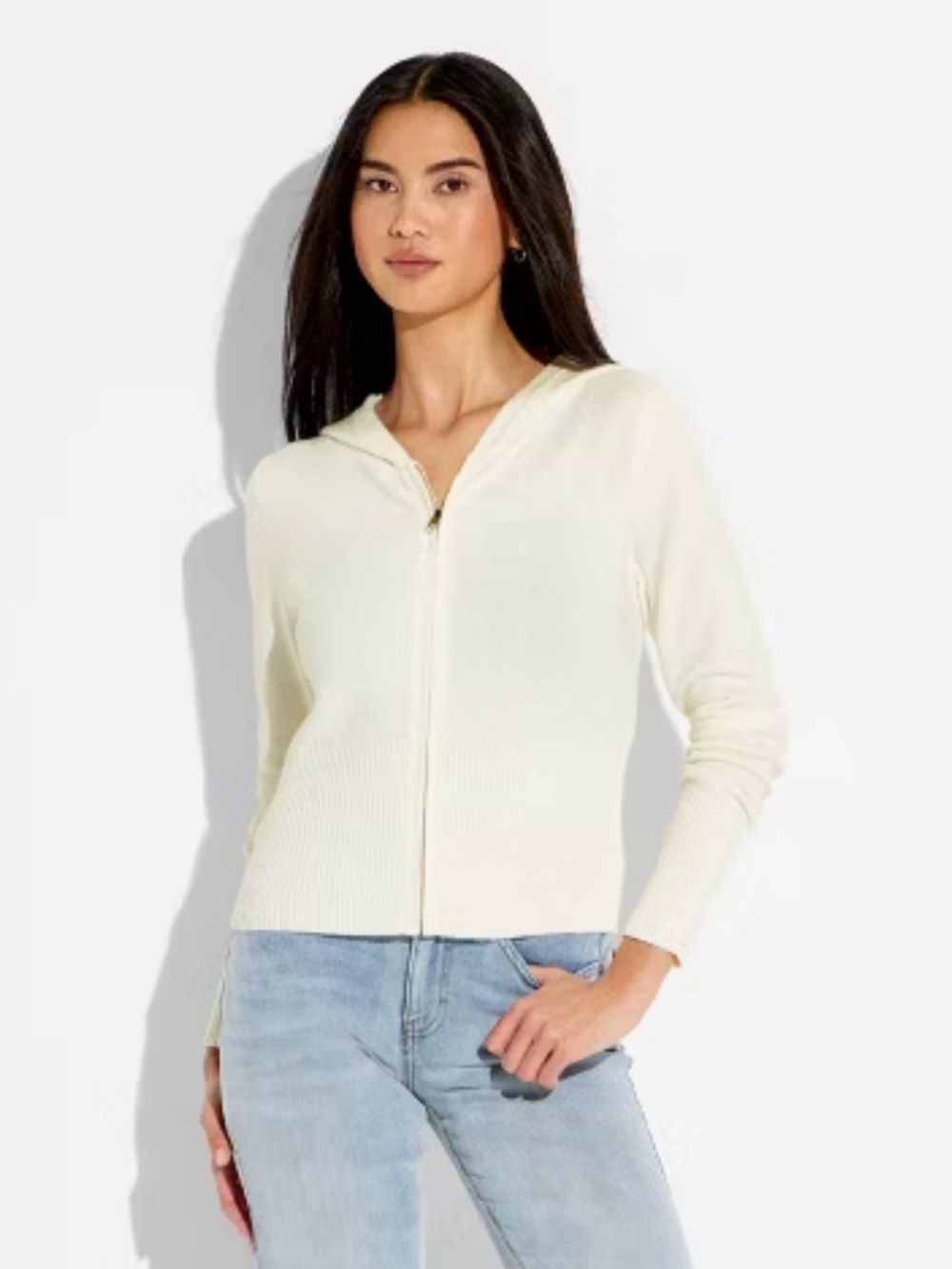 wild fable - Cream Hooded Zip Cardigan Soft